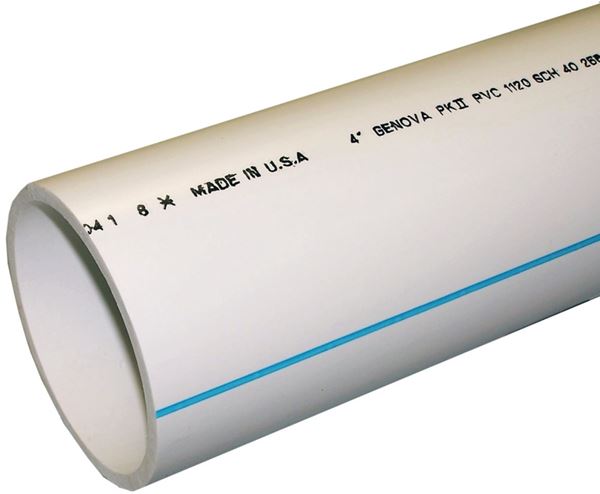 JM Eagle 1826 Pipe, 4 in, 20 ft L, SCH 40 Schedule, PVC, White