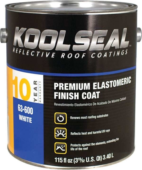 Kool Seal KS0063600-16 Elastomeric Roof Coating, White, 1 gal, Pail, Liquid, Pack of 4