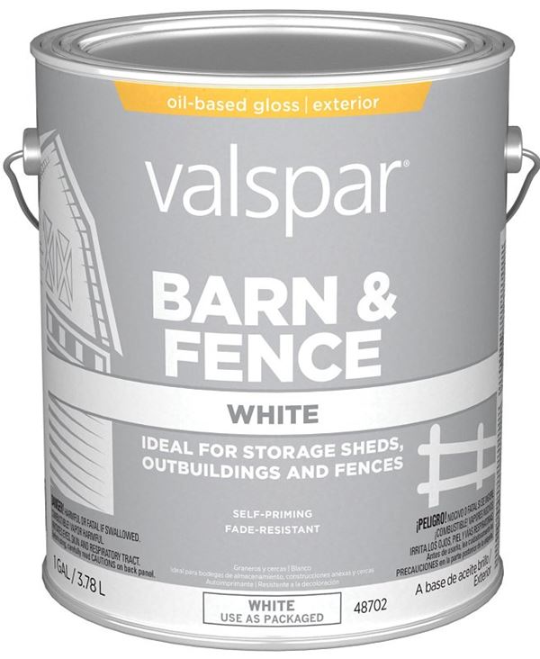 Valspar 018.3141-75.007 Barn and Fence Paint, White, 1 gal, Pack of 4