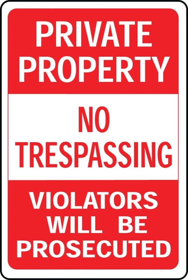 Hy-Ko HW-45 Parking Sign, Rectangular, PRIVATE PROPERTY NO TRESPASSING VIOLATORS WILL BE PROSECUTED, Red/White Legend