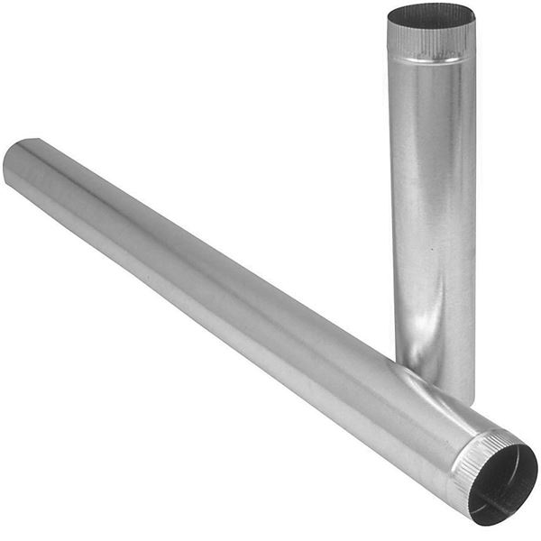 Imperial GV1097 Duct Pipe, 4 in Dia, 60 in L, 28 Gauge, Galvanized Steel, Galvanized, Pack of 5