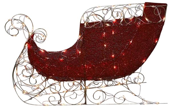 Hometown Holidays 58709 Prelit 3D Mesh Sled, Red, 28 in H