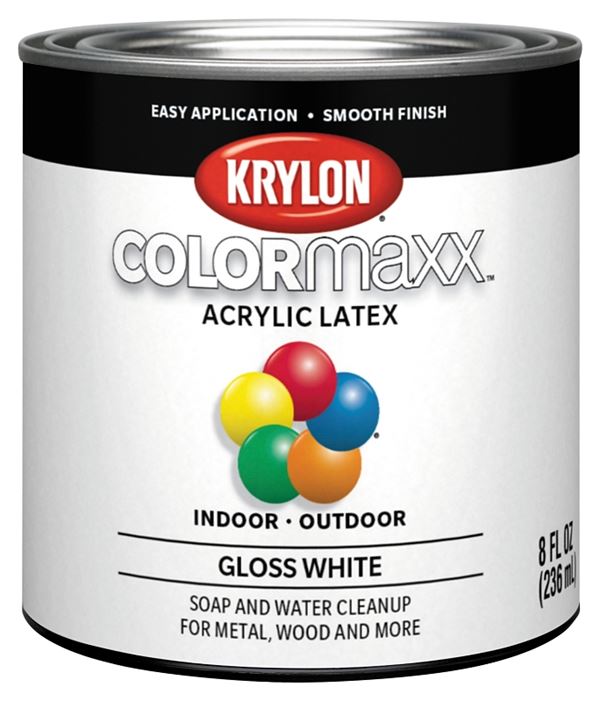 Krylon K05612007 Paint, Gloss, White, 8 oz, 25 sq-ft Coverage Area