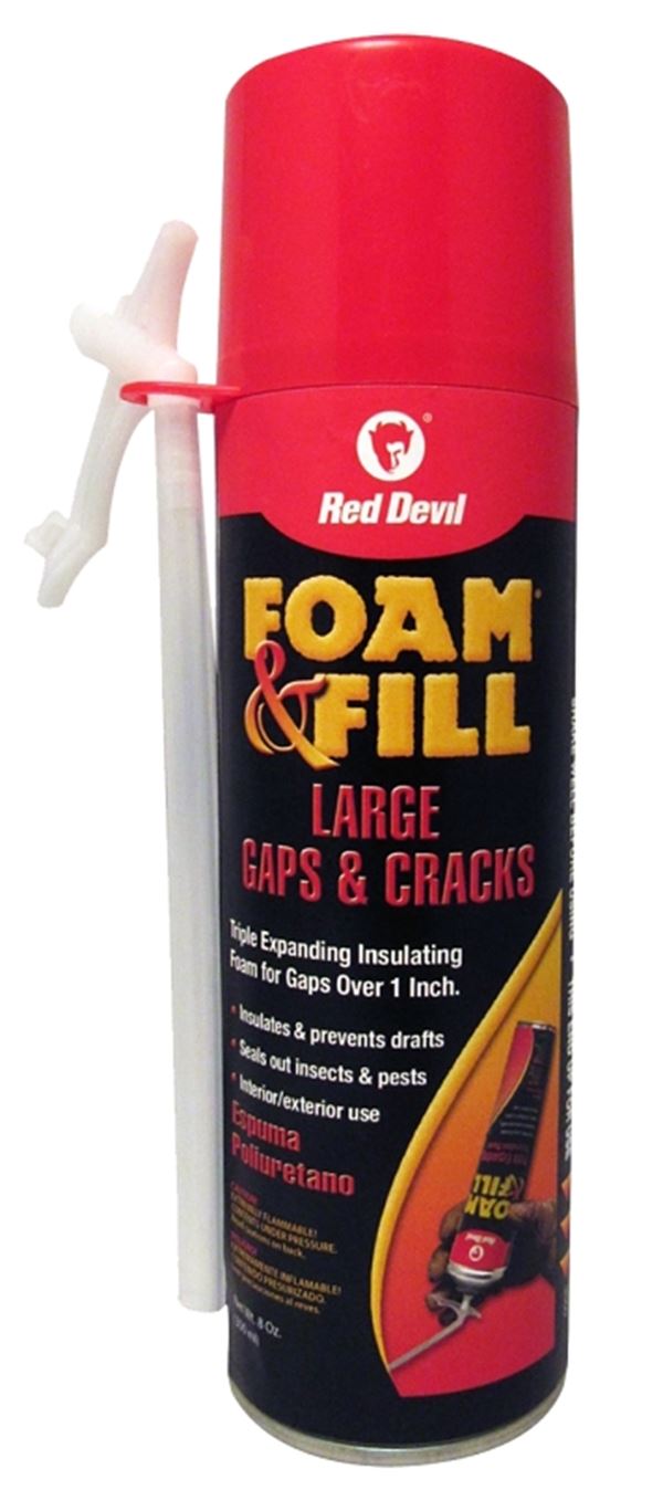 Red Devil Foam & Fill 0908 Polyurethane Sealant, Champagne, 24 hr Functional Cure, 65 to 100 deg F, 8 fl-oz Aerosol Can