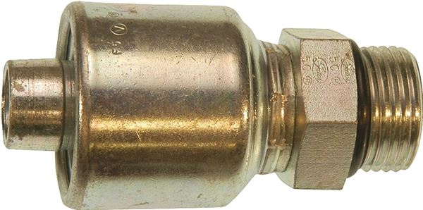 Gates MegaCrimp G25120-0810 Hose Coupling, 7/8-14, Crimp x ORB, Straight Angle, Steel, Zinc