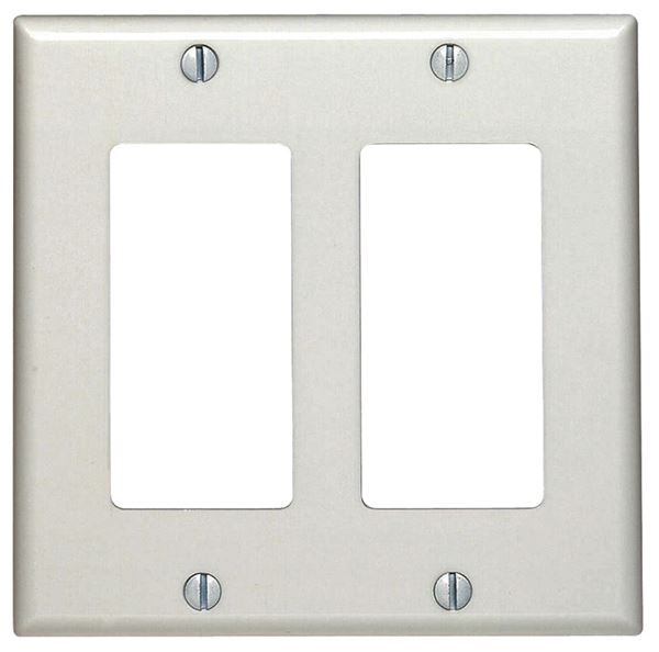 Leviton 80409-NW Wallplate, 4-1/2 in L, 4.56 in W, 2 -Gang, Nylon, White