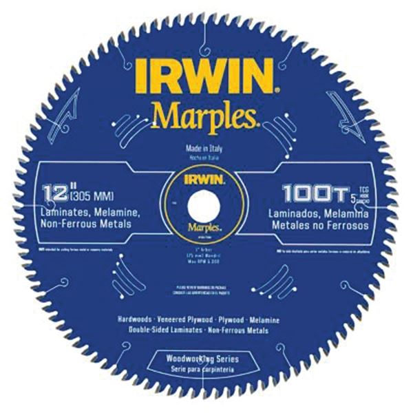 Irwin 1807386 Circular Saw Blade, 12 in Dia, 1 in Arbor, 100-Teeth, Carbide Cutting Edge