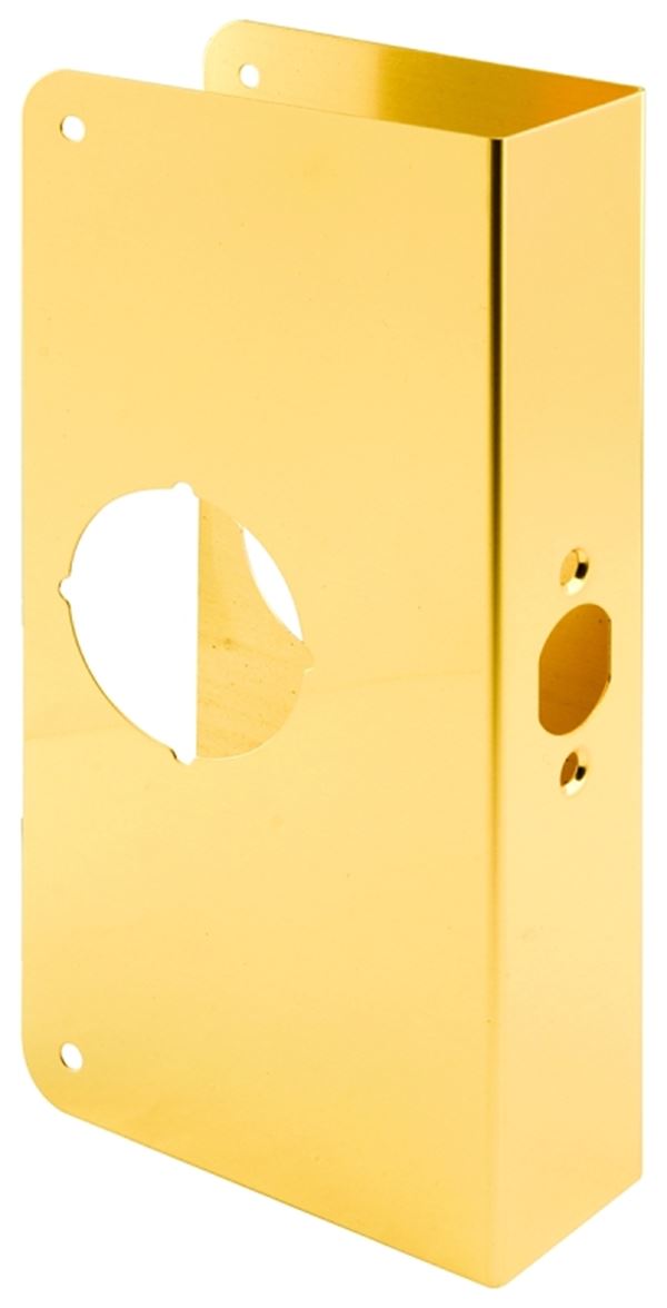 Prime-Line U 9549 Lock and Door Reinforcer, 2-3/4 in Backset, 1-3/8 in Thick Door, Brass, Brass, 9 in H, 4-5/16 in W