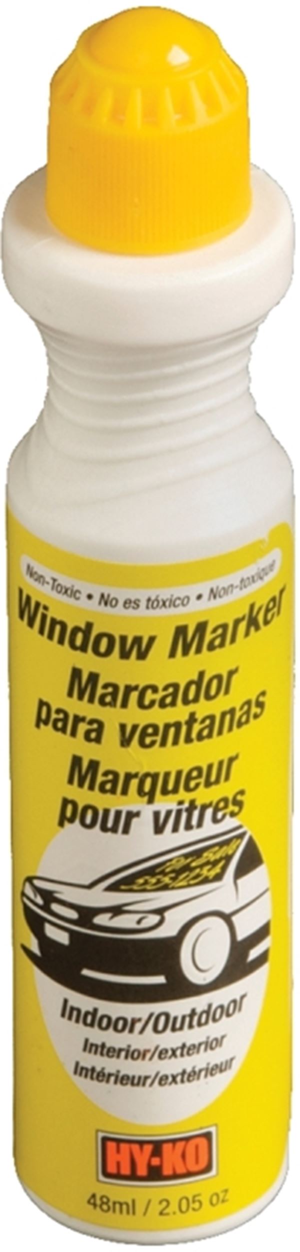 Hy-Ko 40611 Window Marker, Non-Toxic, Rain-Resistant, Yellow, Pack of 3