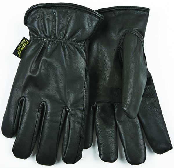 Heatkeep 93HK-XL Driver Gloves, Men's, XL, 10-1/4 in L, Keystone Thumb, Easy-On Cuff, Goatskin Leather, Black