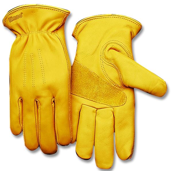 Heatkeep 198HK-L Premium-Grade Driver Gloves, Men's, L, 11 in L, Keystone Thumb, Easy-On Cuff, Cowhide Leather, Gold