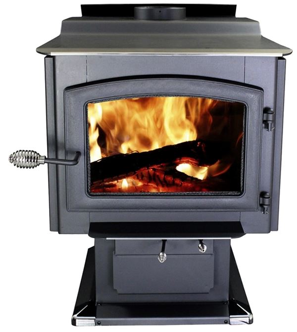 ASHLEY AW3200E-P* Freestanding Large Pedestal Wood Stove, 24 in W, 39 in D, 32-1/2 in H, 152,000 Btu Heating, Black