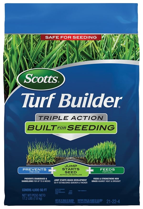 Scotts 23001 Triple-Action Lawn Fertilizer, 17.3 lb Bag, Solid, 21-22-4 N-P-K Ratio