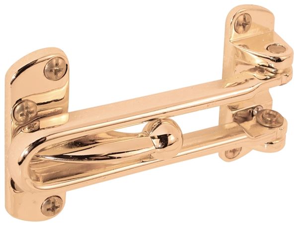 Defender Security U 9897 Swing Bar Lock, 3-7/8 in L, Metal, Brass