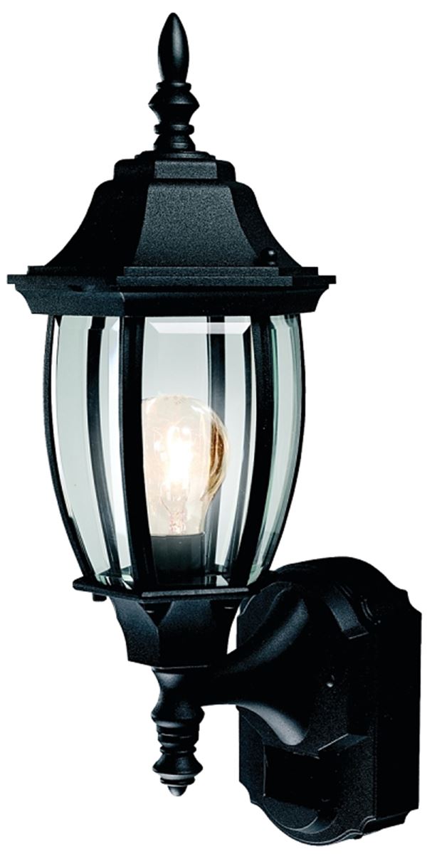 Heath Zenith Dualbrite Series HZ-4192-BK Motion Activated Decorative Light, 120 V, 100 W, Incandescent Lamp, Black