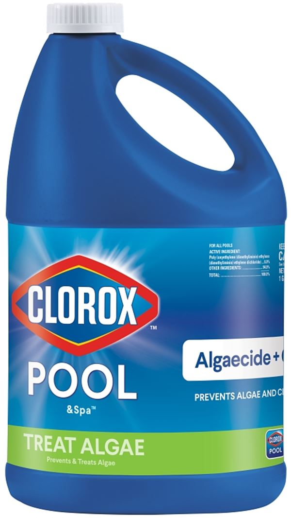 Clorox 42128CLX Algaecide and Clarifier, 128 oz, Liquid, Mild, Blue/Green, Pack of 4