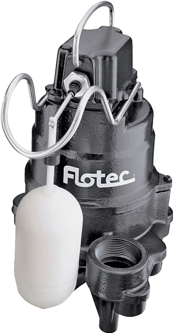 Flotec FPSC3350A Sump Pump, 1-Phase, 9.8 A, 115 V, 0.33 hp, 1-1/2 in Outlet, 24 ft Max Head, 2400 gph, Iron