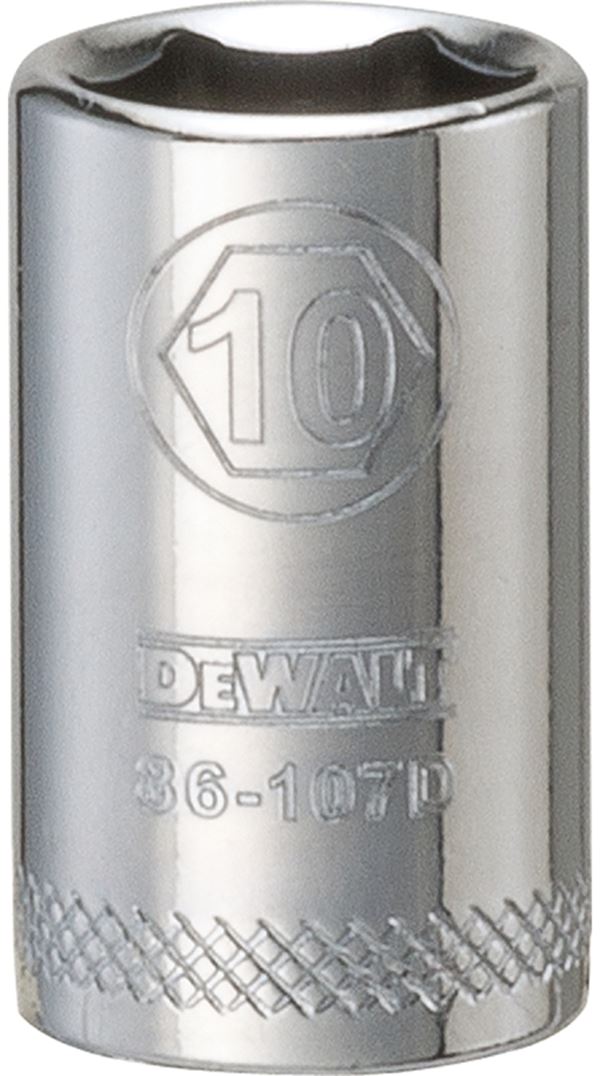 DeWALT DWMT86107OSP Hand Socket, 10 mm Socket, 1/4 in Drive, 6-Point, Vanadium Steel, Polished Chrome