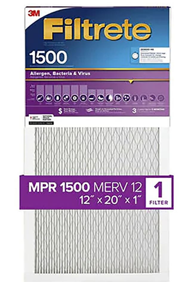 FILTER AIR 1500MPR 12X20X1IN, Pack of 4