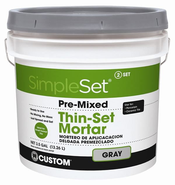 Custom CTTSG3 Thin-Set Mortar, Gray, Paste, 3.5 gal, Pail