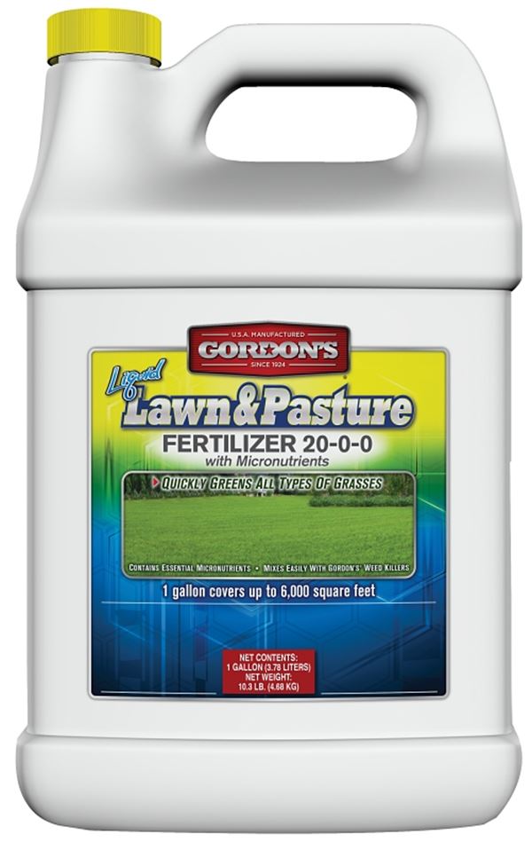 Gordon's 7471072 Lawn and Pasture Fertilizer with Micronutrient, 1 gal, Liquid, 20-0-0 N-P-K Ratio, Pack of 4