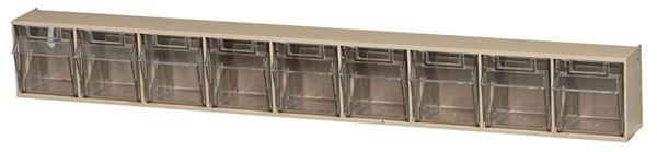 Quantum Storage Systems RQTB309IV Tip Out Bin, 2-1/2 in L, 23-5/8 in W, 3-1/8 in H, 9-Compartment, Polystyrene, Ivory