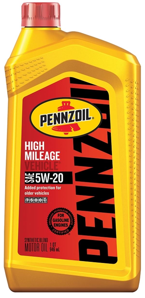 Pennzoil 550022818 High-Mileage Motor Oil, 5W-20, 1 qt Bottle, Pack of 6