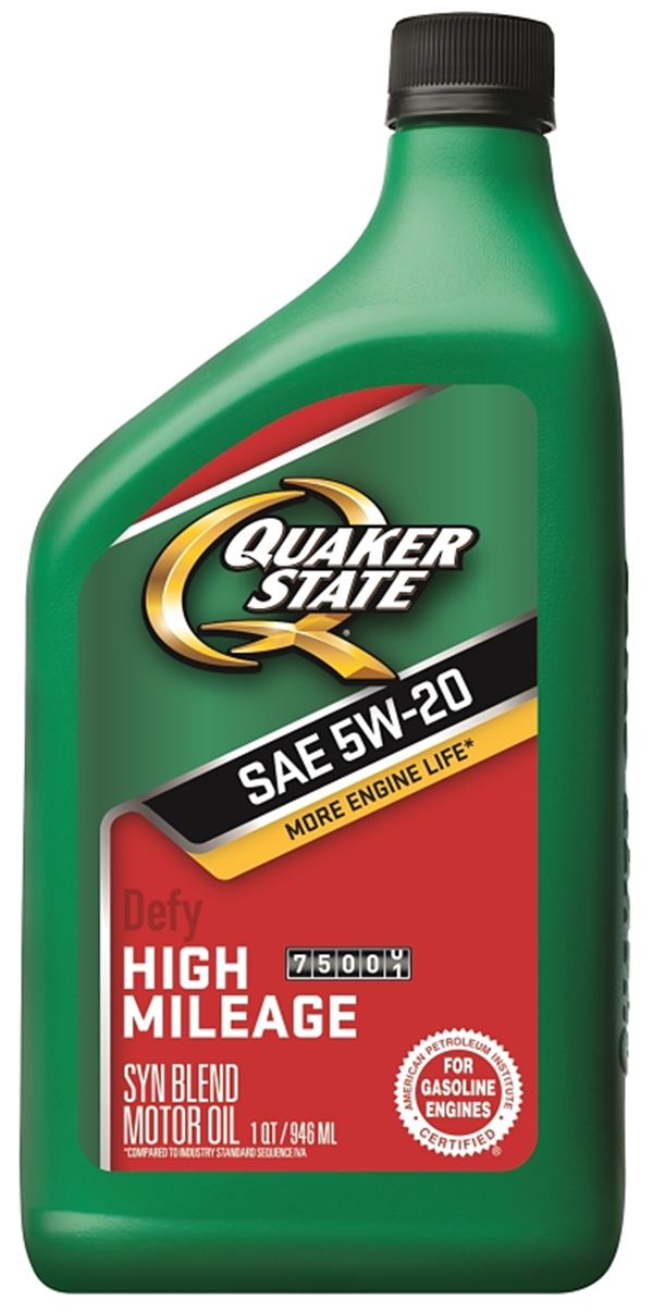 Quaker State 550043274 High-Mileage Motor Oil, 5W-20, 1 qt Bottle, Pack of 6