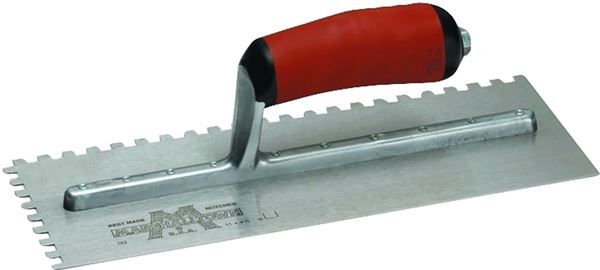 Marshalltown 702SD Trowel, 11 in L, 4-1/2 in W, Square Notch, Curved Handle