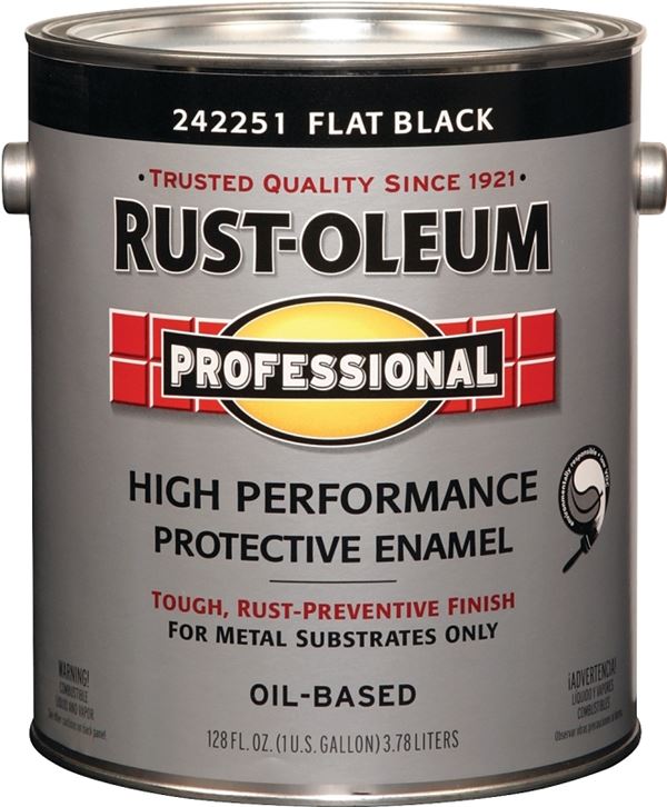 RUST-OLEUM PROFESSIONAL 242251 Protective Enamel, Flat, Black, 1 gal Can, Pack of 2