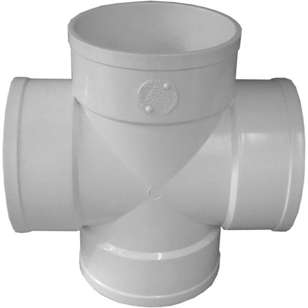 Canplas 414450BC Sewer Pipe Cross, 4 in, Hub, PVC, White