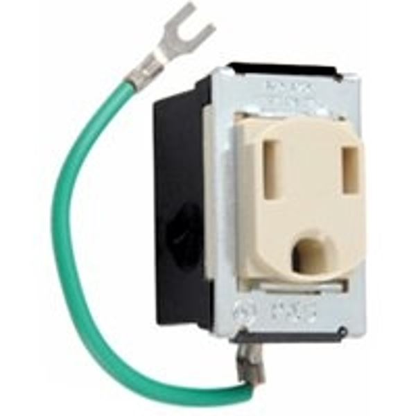 Legrand 1433 Single Receptacle, 125 V, 15 A, NEMA: NEMA WD-1, WD-6, Ivory, Pack of 10