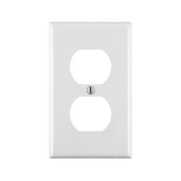 Leviton M24-88003-WMP Receptacle Wallplate, 4-1/2 in L, 2-3/4 in W, 1 -Gang, Plastic, White, Smooth