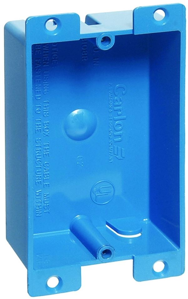 Carlon B108R-UPC Outlet Box, 1-Gang, PVC, Blue