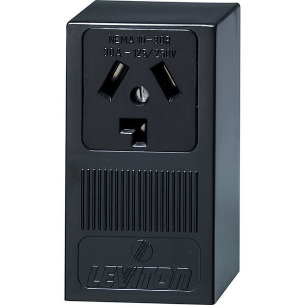 Leviton B01-05054-000 Electrical Receptacle, 3 -Pole, 125/250 V, 30 A, NEMA: NEMA 10-30R, Black