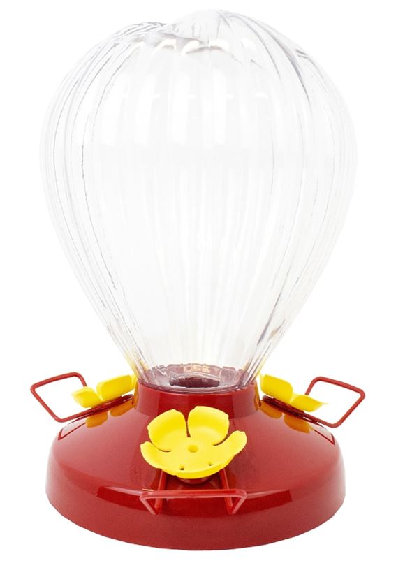 Perky-Pet 273B Bird Feeder, Fluted Balloon, 32 oz, Nectar, 3 -Port/Perch, Plastic, 7-1/2 in H