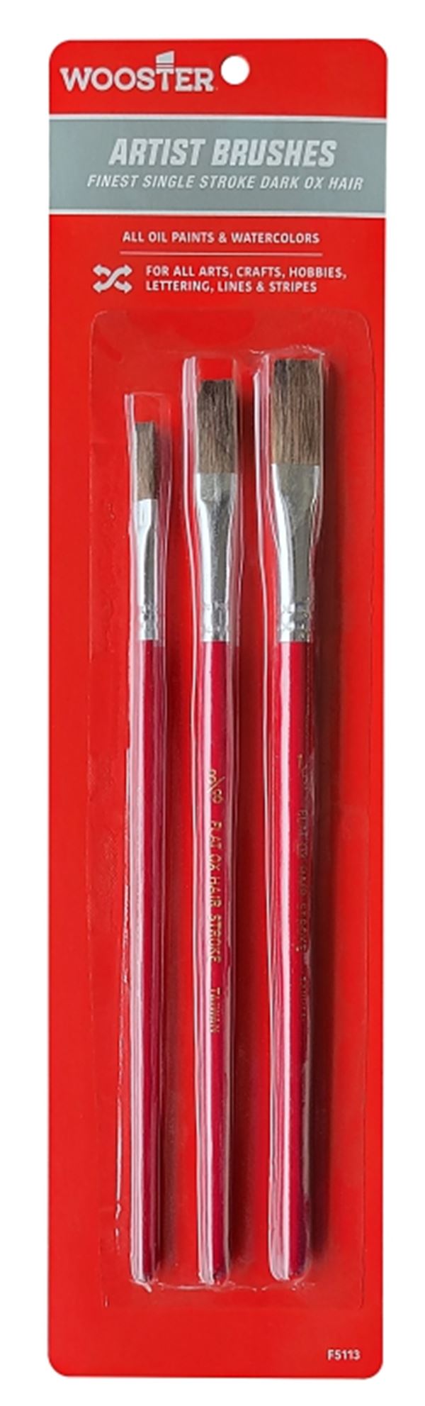 Wooster F5113 Artist Paint Brush Set, Plastic Handle, 7-3/4 in OAL