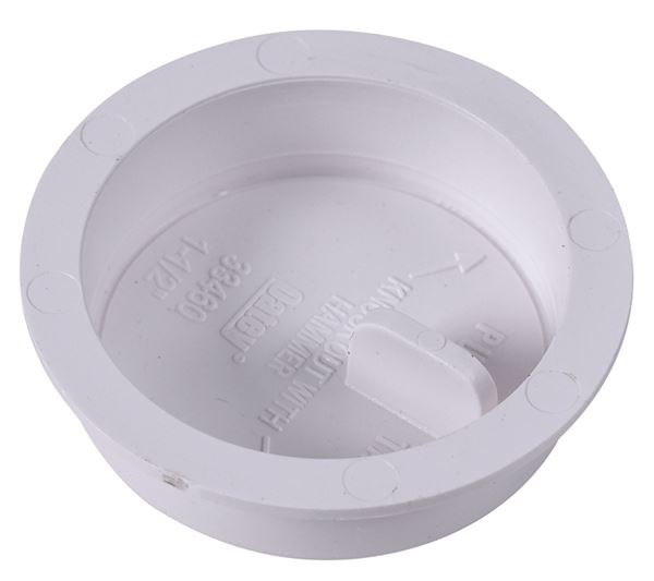 Oatey Knock-Out 39100 Test Cap with Barcode, 1-1/2 in Connection, ABS, White