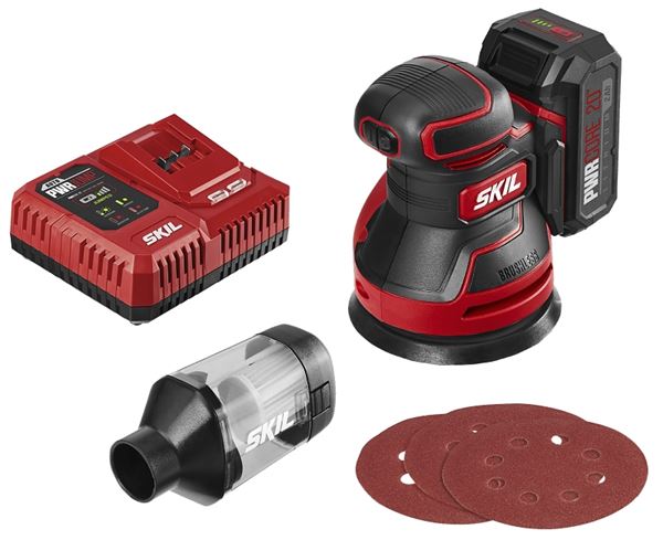 SKIL SR660302 Random Orbit Sander Kit, Tool Only, 20 V, 2 Ah, 125 mm Pad/Disc