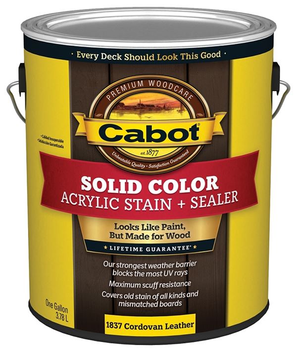 Cabot 1800 Series 140.0001837.007 Solid Color Decking Stain, Low-Lustre, Cordovan Brown, Liquid, 1 gal, Can, Pack of 4