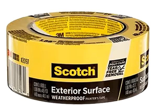 ScotchBlue 2097-48EC-XS Painter's Tape, 45 yd L, 1.88 in W, Poly Backing, Yellow