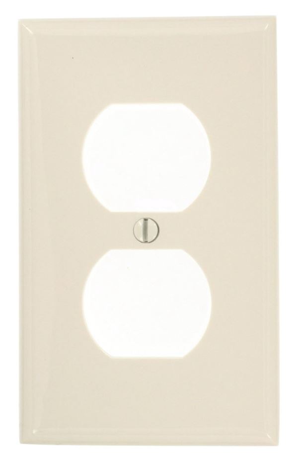 Leviton 80703-NT Receptacle Wallplate, 4-1/2 in L, 2-3/4 in W, 1 -Gang, Nylon, Light Almond, Smooth