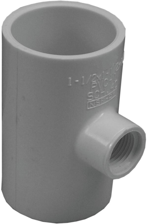 IPEX 435873 Reducing Pipe Tee, 1-1/2 x 1-1/2 x 1/2 in, Slip x Slip x FPT, PVC, White, SCH 40 Schedule