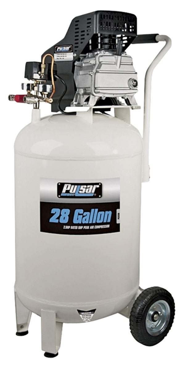 Pulsar PCE6280 Portable Air Compressor, Tool Only, 28 gal Tank, 5 hp, 120 V, 125 psi Pressure, 1-Stage, 6.4 cfm Air