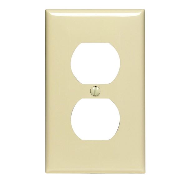 Leviton 80703-I Receptacle Wallplate, 4-1/2 in L, 2-3/4 in W, Standard, 1 -Gang, Nylon, Ivory, Surface Mounting