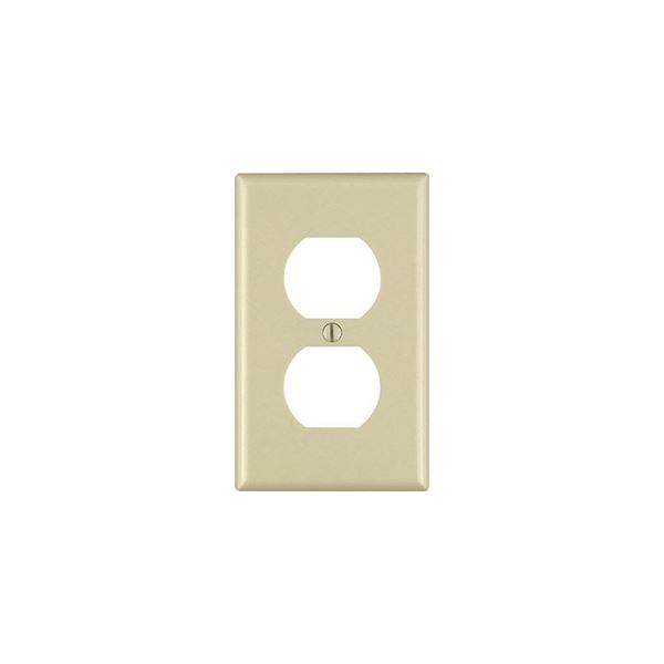 Leviton 86003 Receptacle Wallplate, 4-1/2 in L, 2-3/4 in W, 1 -Gang, Thermoset Plastic, Ivory, Smooth