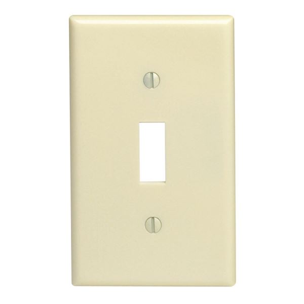 Leviton 020-86001-000 Wallplate, 4-1/2 in L, 2-3/4 in W, 1 -Gang, Thermoset, Ivory, Smooth