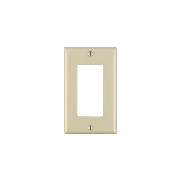 Leviton 80401-I Wallplate, 4-1/2 in L, 2-3/4 in W, 1-Gang, Thermoset Plastic, Ivory, Smooth