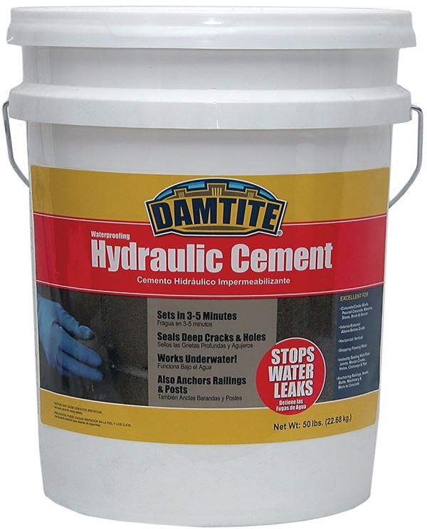 Damtite 07502 Hydraulic Cement, Gray, Powder, 50 lb Pail