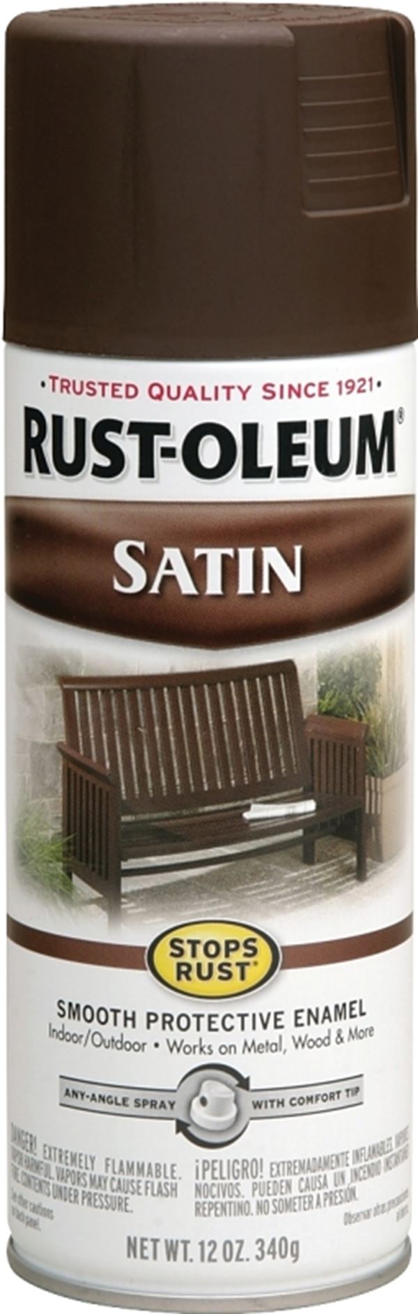 Rust-Oleum 241239 Rust Preventative Spray Paint, Low Satin, Dark Brown, 12 oz, Can